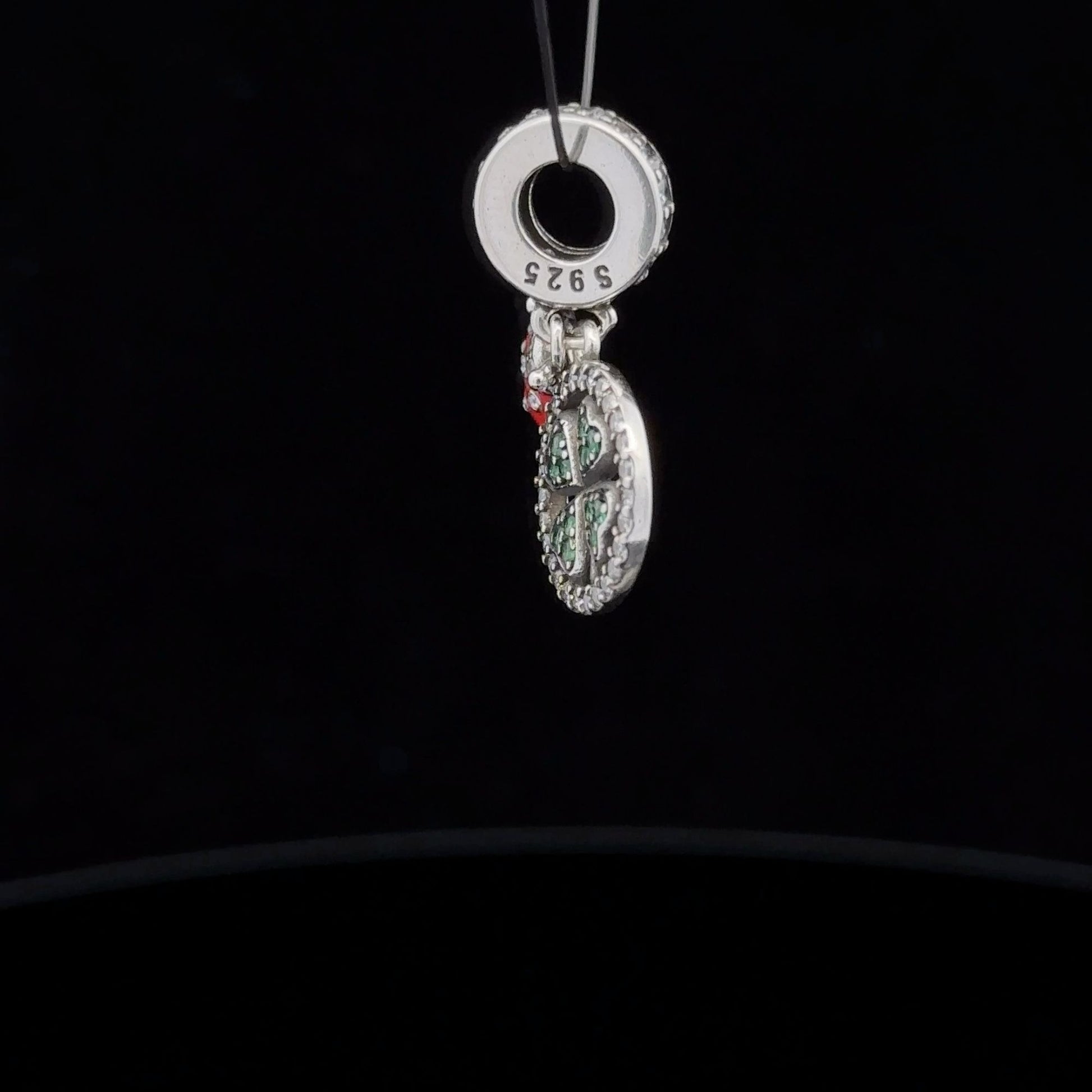 925 Sterling Silver Bead Clover Beetle Insect Cubic Zircons Blue For Charm Bracelet Necklace - Rafant