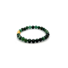 Load image into Gallery viewer, 24K Gold Piyao Pixiu Bracelet Natural Emerald Gemstone Micro Faceted 6mm May Birthstone
