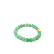 Load image into Gallery viewer, 24K Yellow Gold Money Bag Lucky Bracelet Green Jade Gemstones 6mm - Rafant
