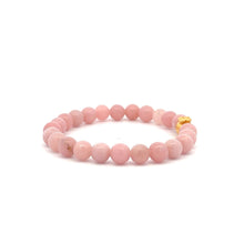 Load image into Gallery viewer, 24K Gold Money Bag Lucky Charm Stretch Bracelet Gemstones Natural Pink Opal 6mm - Rafant
