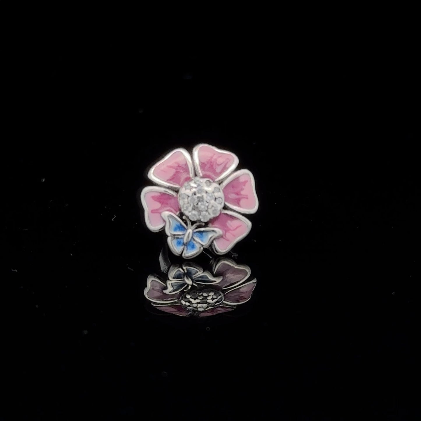 925 Sterling Silver Charm Bead Flower Pink Multicolor For Charm Bracelet Necklace - Rafant