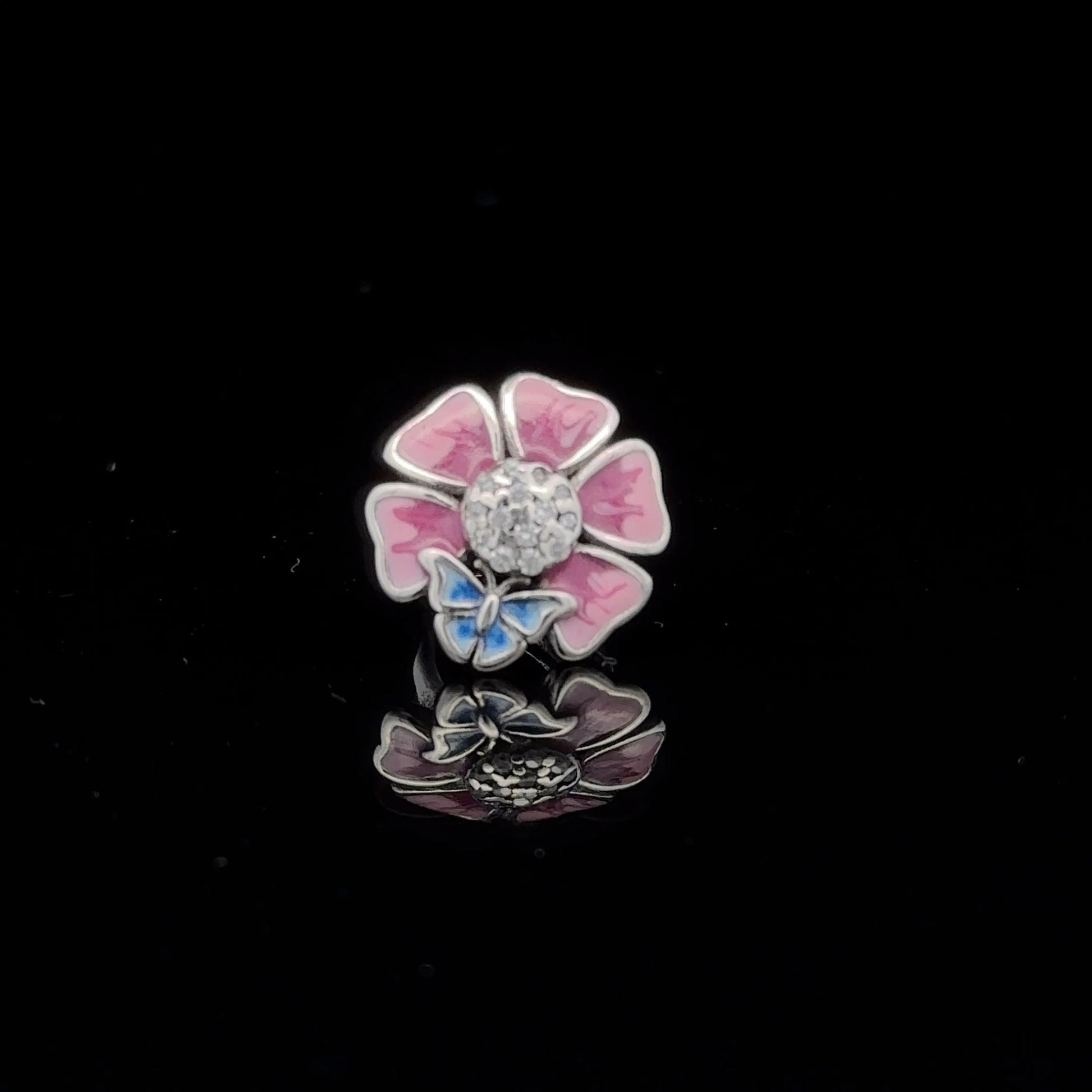 925 Sterling Silver Charm Bead Flower Pink Multicolor For Charm Bracelet Necklace - Rafant