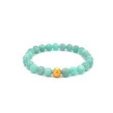 Load image into Gallery viewer, 18K Gold Coin Ball Lucky Charm Bracelet Gemstones Amazonite Peru 6mm - Rafant
