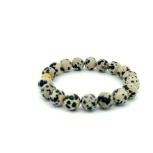 Load image into Gallery viewer, 18K Gold Money Ball Lucky Bracelet Gemstones Dalmatian Jasper 8mm - Rafant
