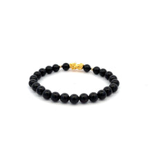 Load image into Gallery viewer, 18K Gold Dragon Pixiu Piyao Lucky Charm Bead Bracelet Gemstones Natural Black Tourmaline 6mm - Rafant
