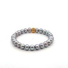 Load image into Gallery viewer, 18K Gold Money Bag Lucky Charm Gray Pearl 6-7mm x 6-7.5mm
