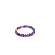 Load image into Gallery viewer, 18K Gold Pixiu Piyao Lucky Charm Bracelet Natural Amethyst Gemstones 6mm February Birthstones
