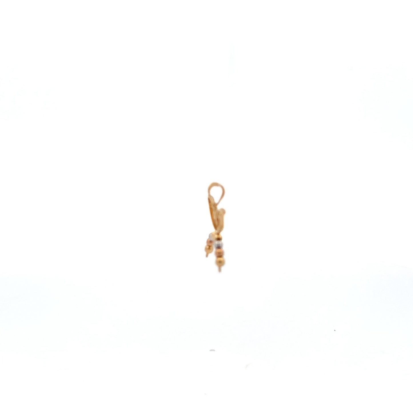 18K Gold Pendant Dragonfly Tricolor Cubic Zirconia 1.80 grams - Rafant