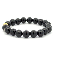 Load image into Gallery viewer, 18K Gold Money Ball Lucky Charm Beads Bracelet Gemstones Onyx 8mm - Rafant
