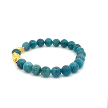 Load image into Gallery viewer, 18K Gold Dragon Pixiu Double Piyao Lucky Charm Bracelet Gemstones Apatite 8mm - Rafant
