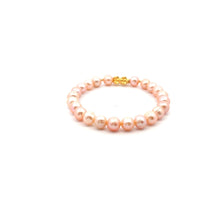 Load image into Gallery viewer, 18K Gold Pixiu Piyao Bracelet Gemstones Natural Freshwater Pink Pearls 7-8mm
