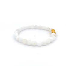 Load image into Gallery viewer, 18K Gold Dragon Pixiu Piyao Lucky Charm Beads Bracelet Gemstones White Jade 6mm - Rafant
