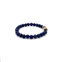 Load image into Gallery viewer, 18K Gold Money Bag Lucky Charm Beads Bracelet Gemstones Lapis Lazuli 6mm - Rafant
