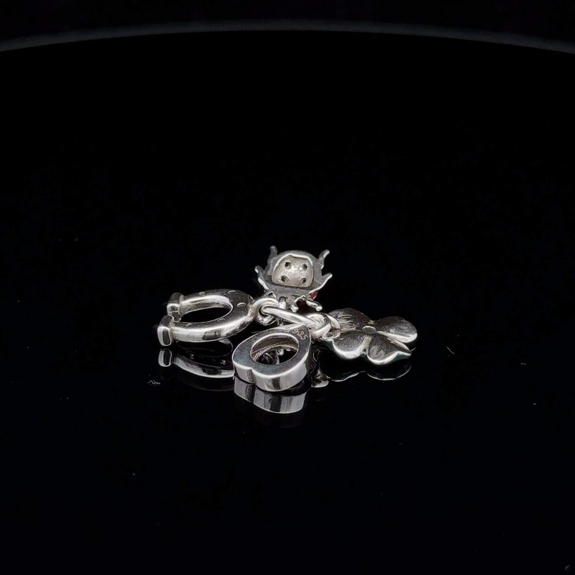 925 Sterling Silver Charm Bead Insect Beetle Horseshoe Flower For Charm Bracelet Necklace - Rafant