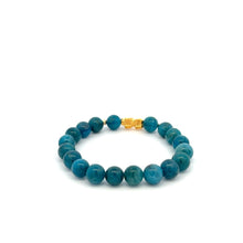 Load image into Gallery viewer, 18K Gold Dragon Pixiu Piyao Lucky Charm Beads Bracelet Gemstones Apatite 8mm - Rafant
