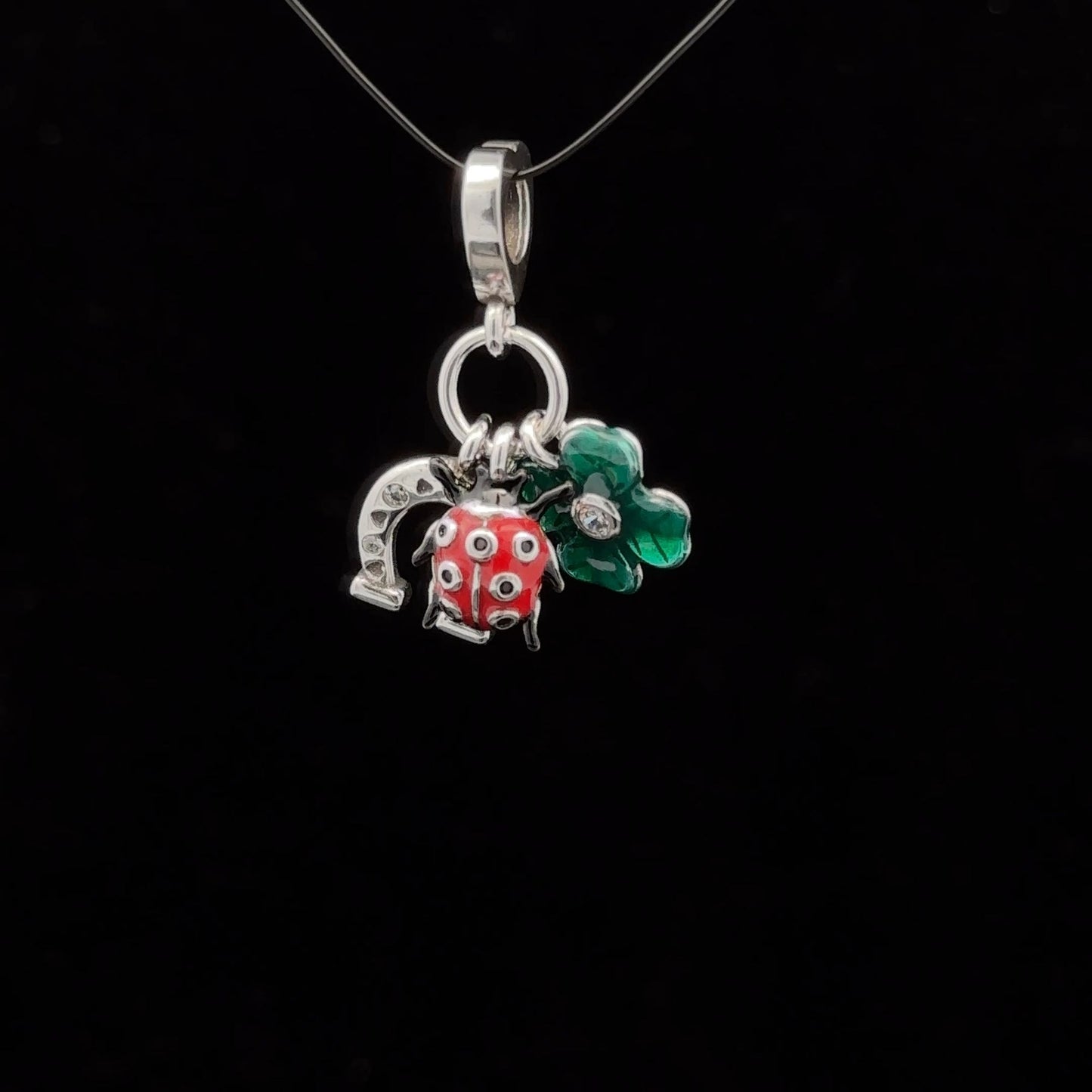 925 Sterling Silver Charm Bead Insect Beetle Horseshoe Flower For Charm Bracelet Necklace - Rafant