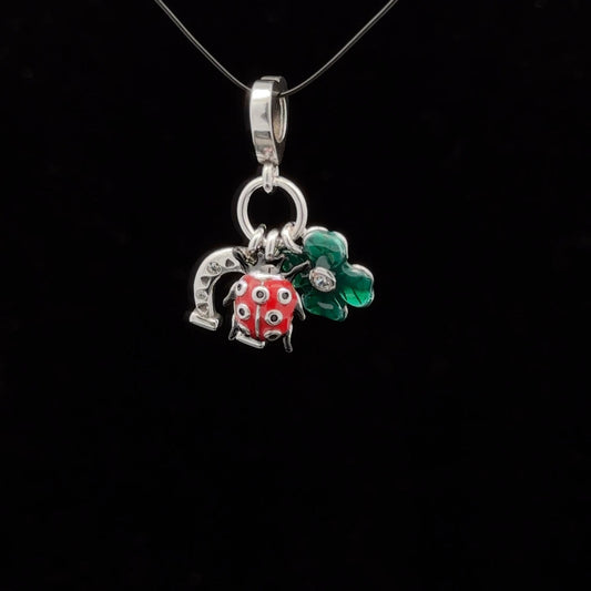 925 Sterling Silver Charm Bead Insect Beetle Horseshoe Flower For Charm Bracelet Necklace - Rafant