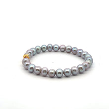 Load image into Gallery viewer, 18K Gold Money Bag Lucky Charm Gray Pearl 6-7mm x 6-7.5mm
