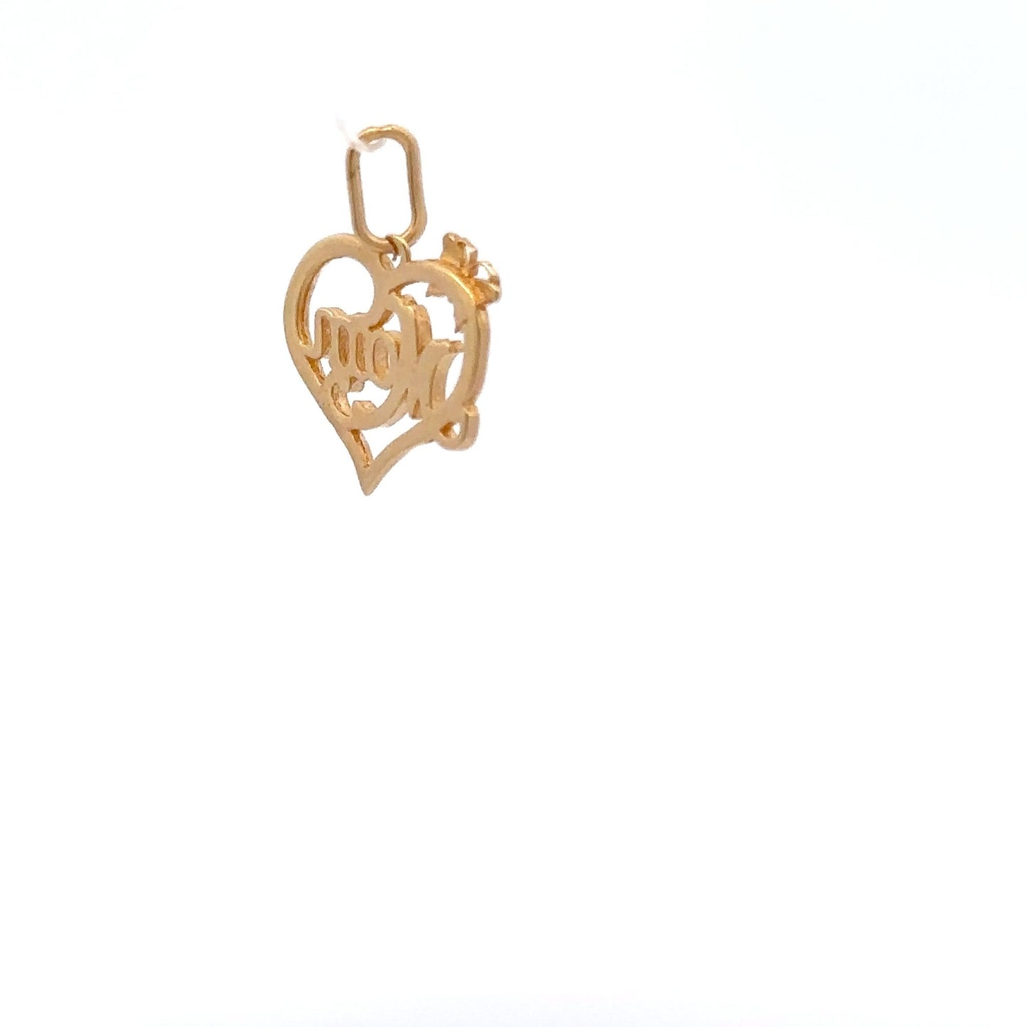 18K Gold Pendant Charm Heart MOM Butterfly 0.97 grams - Rafant