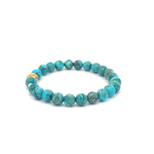 Load image into Gallery viewer, 18K Gold Money Ball Lucky Charm Beads Bracelet Gemstones Turquoise 6mm - Rafant
