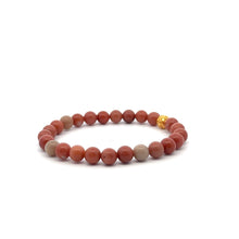Load image into Gallery viewer, 18K Gold Money Ball Lucky Bracelet Gemstones Jade Indian Red 6mm - Rafant
