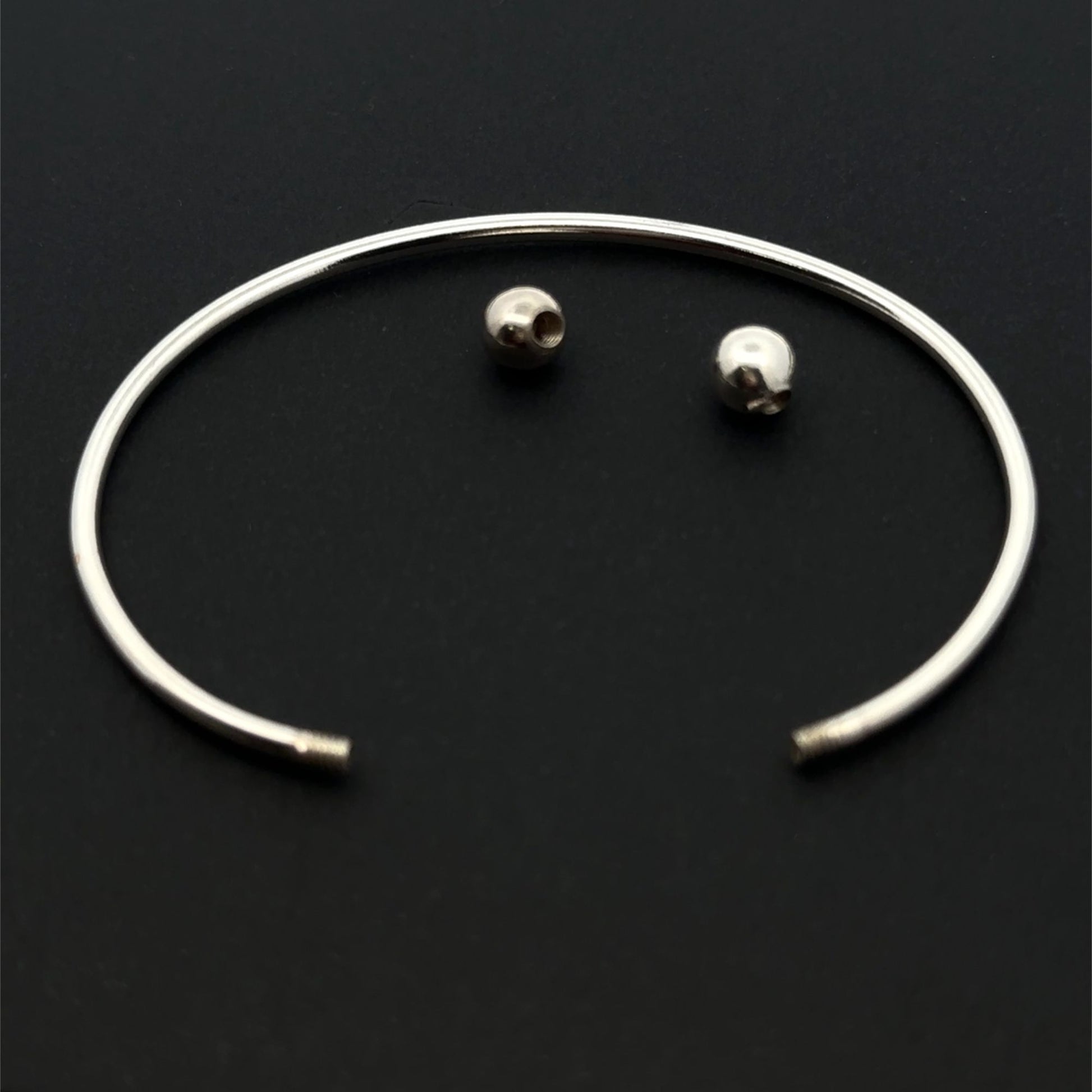 925 Sterling Silver Interchangeable Bangle, Modular Screw-End Cuff Bracelet, Build Your Own Custom Jewelry Base S6" - Rafant
