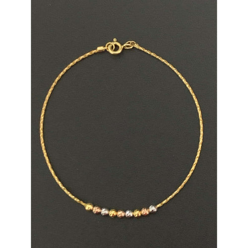 18K Gold Bracelet Beaded Flexible 1.28 grams 7 inches