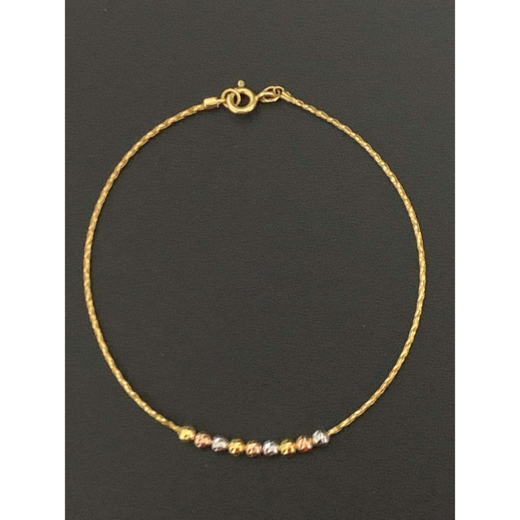 18K Gold Bracelet Beaded Flexible 1.28 grams 7 inches