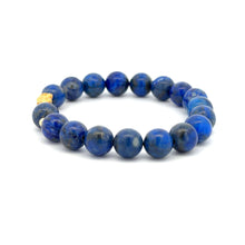 Load image into Gallery viewer, 18K Gold Dragon Pixiu Piyao Lucky Charm Beads Bracelet Gemstones Lapis Lazuli 8mm - Rafant
