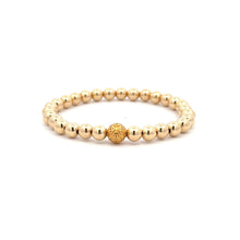Load image into Gallery viewer, 18K Gold Stretch Bracelet with 24K Gold Ball Charm Size 5-8 inches - Rafant
