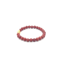 Load image into Gallery viewer, 18K Gold Pixiu Piyao Lucky Charm Bracelet Natural Red Jasper Gemstones 6mm
