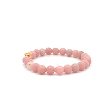 Load image into Gallery viewer, 24K Gold Money Bag Lucky Charm Stretch Bracelet Gemstones Natural Pink Opal 6mm - Rafant
