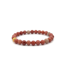 Load image into Gallery viewer, 18K Gold Money Ball Lucky Bracelet Gemstones Jade Indian Red 6mm - Rafant
