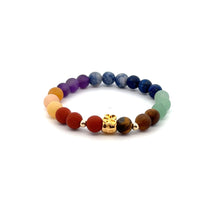 Load image into Gallery viewer, 18K Gold Money Bag Lucky Charm Beads Bracelet Gemstones Matte Chakra 6mm - Rafant
