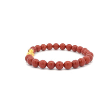 Load image into Gallery viewer, 24K Gold Piyao Pixiu Lucky Charm Bracelet Gemstones Red Jasper 6mm - Rafant
