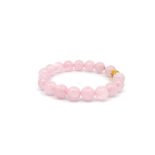 Load image into Gallery viewer, 18K Gold Money Ball Lucky Charm Beads Bracelet Gemstones Rose Quartz 8mm - Rafant
