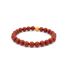 Load image into Gallery viewer, 18K Gold Money Ball Lucky Bracelet Gemstones Red Jasper 6mm - Rafant
