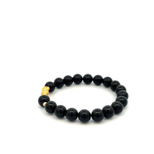 Load image into Gallery viewer, 18K Gold Dragon Pixiu Piyao Lucky Charm Bead Bracelet Gemstone Black Onyx 8mm - Rafant

