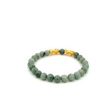 Load image into Gallery viewer, 18K Gold Dragon Pixiu Double Piyao Lucky Charm Bracelet Gemstones Burmese Jade 6mm - Rafant
