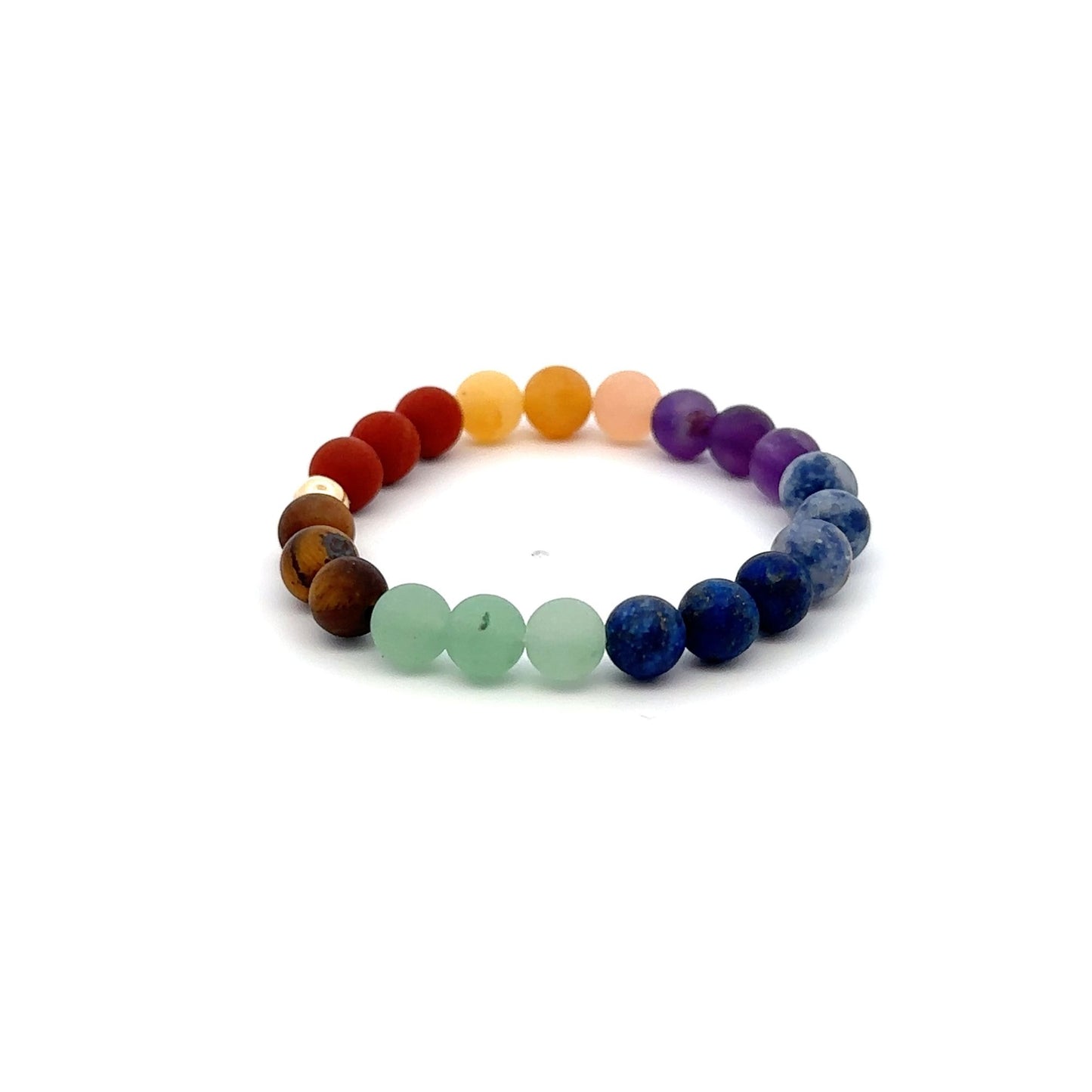 Natural Aquamarine 6mm Stretchable Bracelet 18k Gold Bead Charm - Rafant