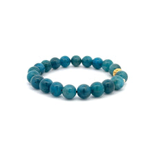Load image into Gallery viewer, 18K Gold Money Ball Lucky Charm Beads Bracelet Gemstones Apatite 8mm - Rafant
