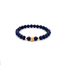 Load image into Gallery viewer, 18K Gold Money Bag Lucky Charm Beads Bracelet Gemstones Lapis Lazuli 6mm - Rafant
