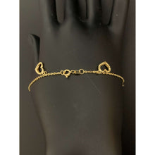 Load image into Gallery viewer, 18K Gold Bracelet 7.5 inches with Open Heart Charms 1.96 grams

