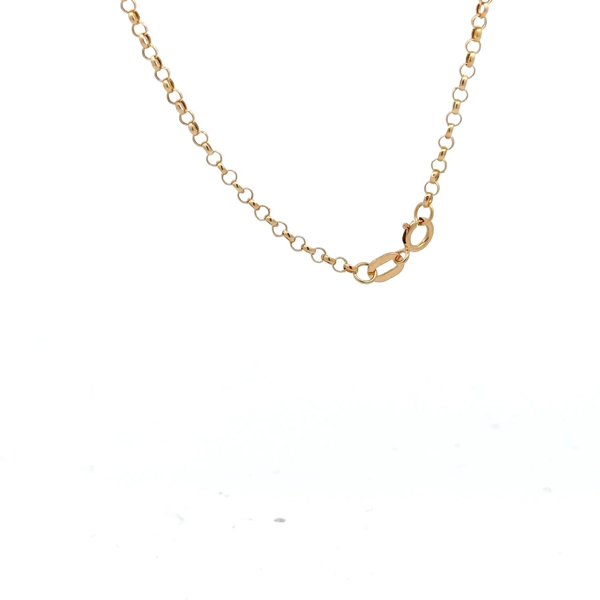 18K Gold Necklace Chain 17.75" Rolo Pendant Charm Love Heart Circle - Rafant