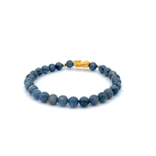 Load image into Gallery viewer, 18K Gold Dragon Pixiu Piyao Lucky Charm Beads Bracelet Gemstones Kyanite 6mm - Rafant
