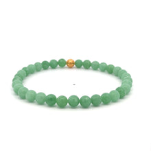 Load image into Gallery viewer, 18K Gold Money Ball Lucky Bracelet Gemstones Natural Green Jade 6mm Size 8 in Extra Large
