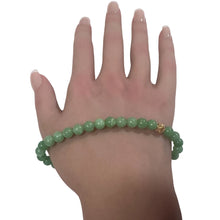 Load image into Gallery viewer, 18K Gold Money Ball Lucky Bracelet Gemstones Natural Green Jade 6mm Size 8 in Extra Large
