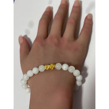 Load image into Gallery viewer, 24K Gold Piyao Pixiu Dragon Lucky Charm Bracelet Gemstones Birthstones Moonstone 8mm S6.5&quot; - Rafant
