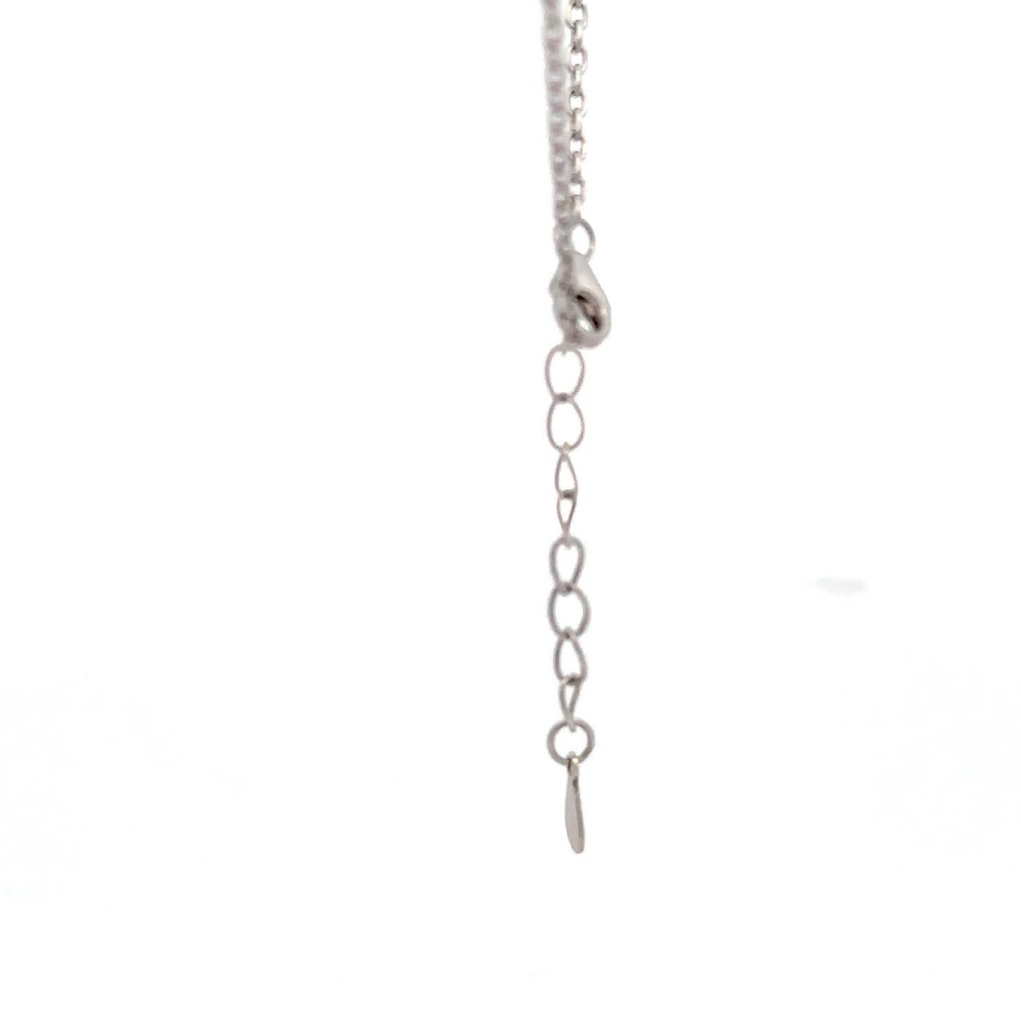 925 Sterling Silver Necklace 17 inches Chain White Mother of Pearl Cubic Zirconia Clover Pendant - Rafant