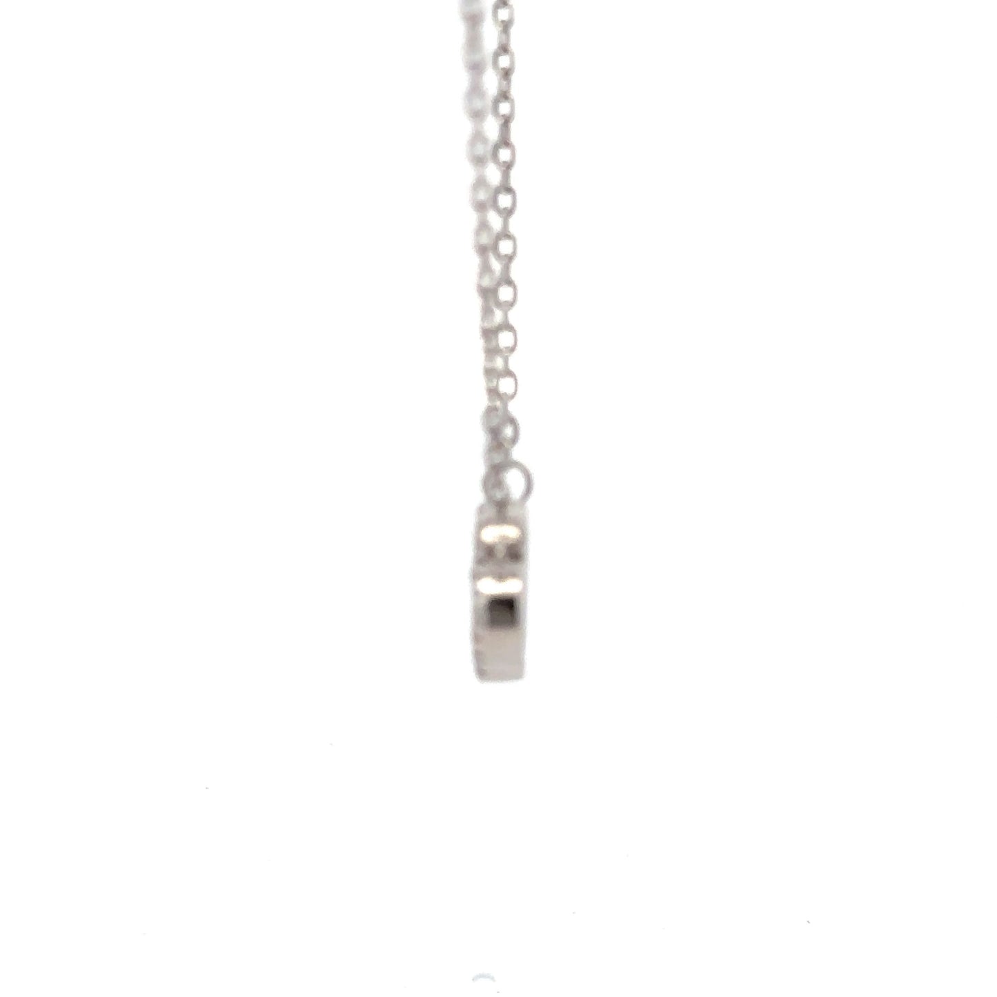 925 Sterling Silver Necklace 17 inches Chain White Mother of Pearl Cubic Zirconia Clover Pendant - Rafant
